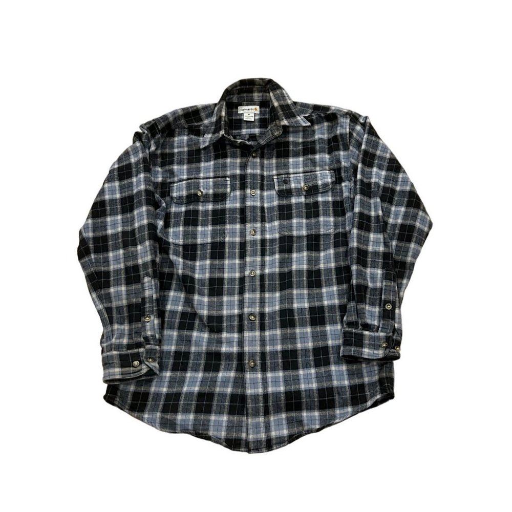 Carhartt S248 BLK Loose Heavyweight Flannel Long Sleeve Plaid Shirt Men's Size M